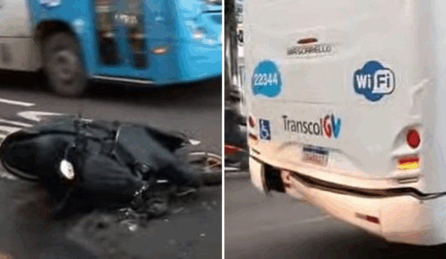 acidente ônibus do transcol e moto