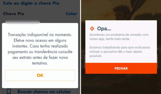 Aplicativos Caixa e Banco do Brasil fora do ar