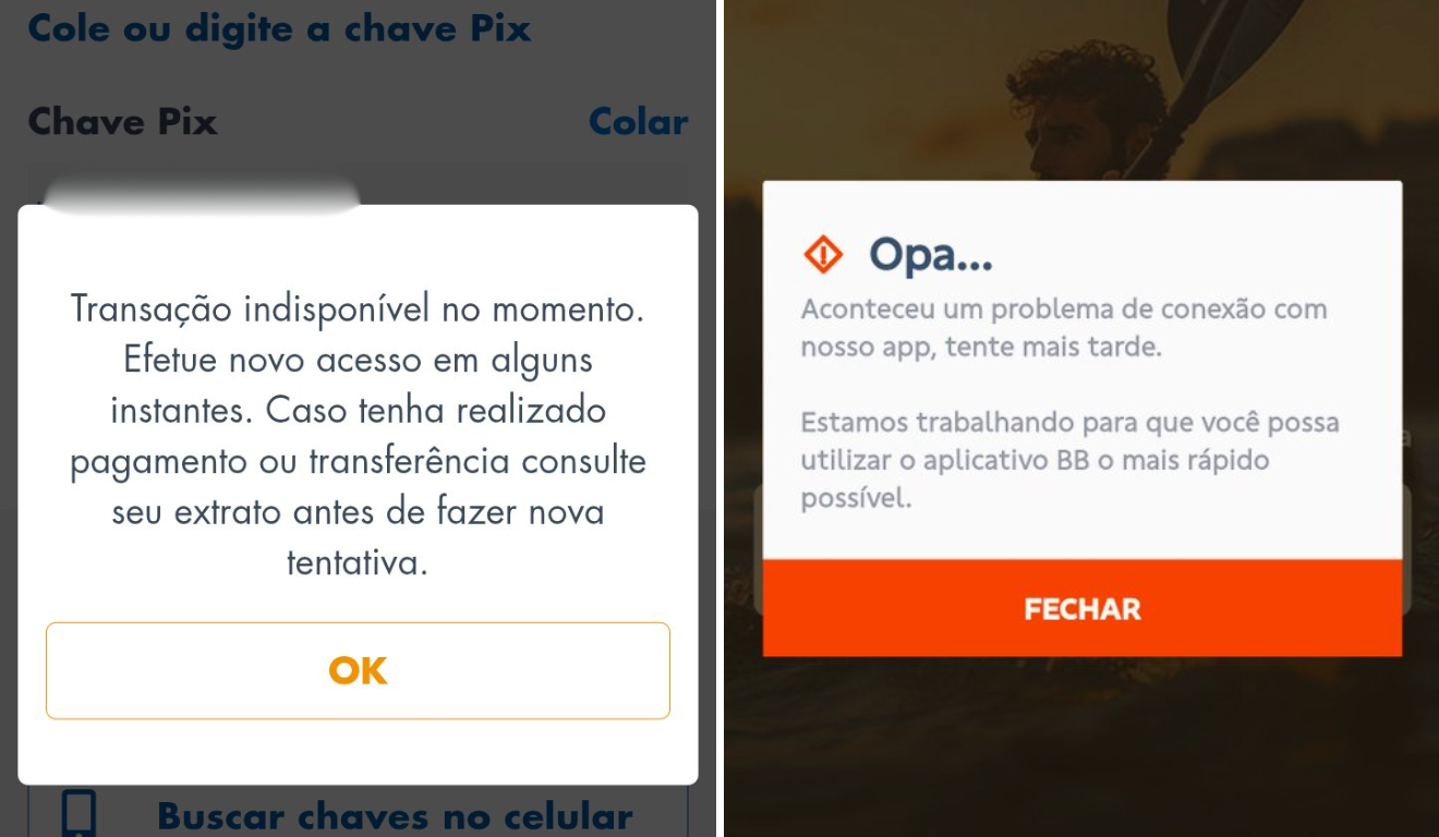 Aplicativos Caixa e Banco do Brasil fora do ar