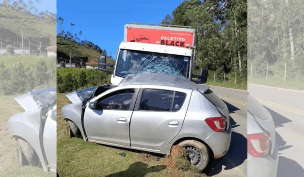 Acidente foi entre carro e caminhão, na manhã desta quarta (04)