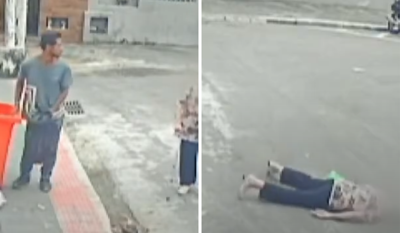 Idosa é derrubada no centro de Vitória (Foto/reprodução: TV Vitória)