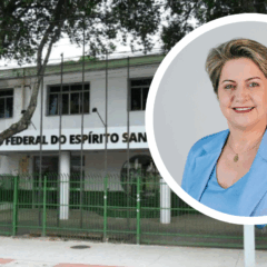 A reitora eleita Adriana Pionttkovsky Barcellos tem 54 anos e está há 14 no Ifes. Foto: Montagem/ Folha Vitória