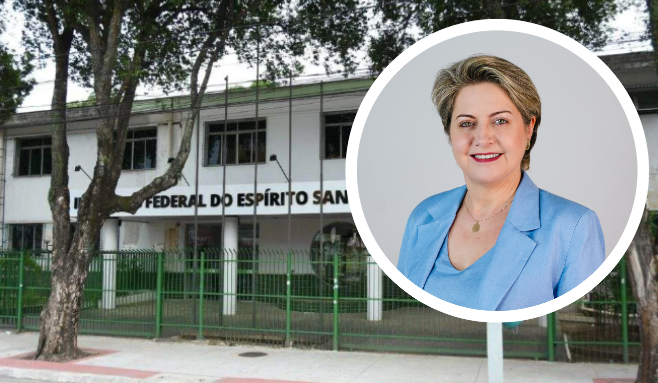 A reitora eleita Adriana Pionttkovsky Barcellos tem 54 anos e está há 14 no Ifes. Foto: Montagem/ Folha Vitória