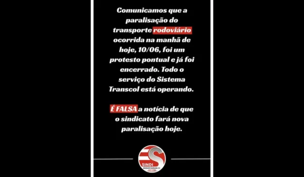 Foto: Reprodução/ Instagram @Sindirodoviárioses
