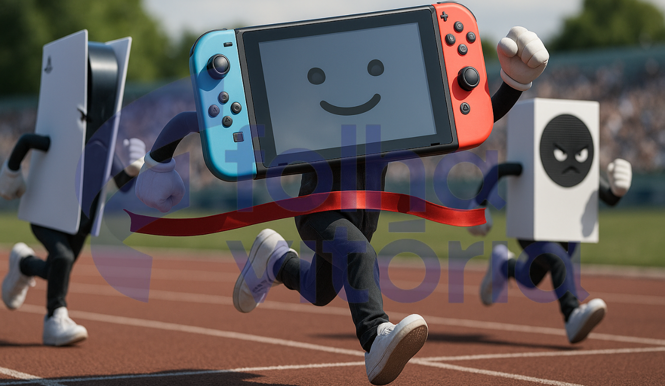 Nintendo Switch 2 ultrapassando PlayStation 5 e Xbox Series S em uma corrida Nintendo Switch 2 ultrapassando PlayStation 5 e Xbox Series S em uma corrida