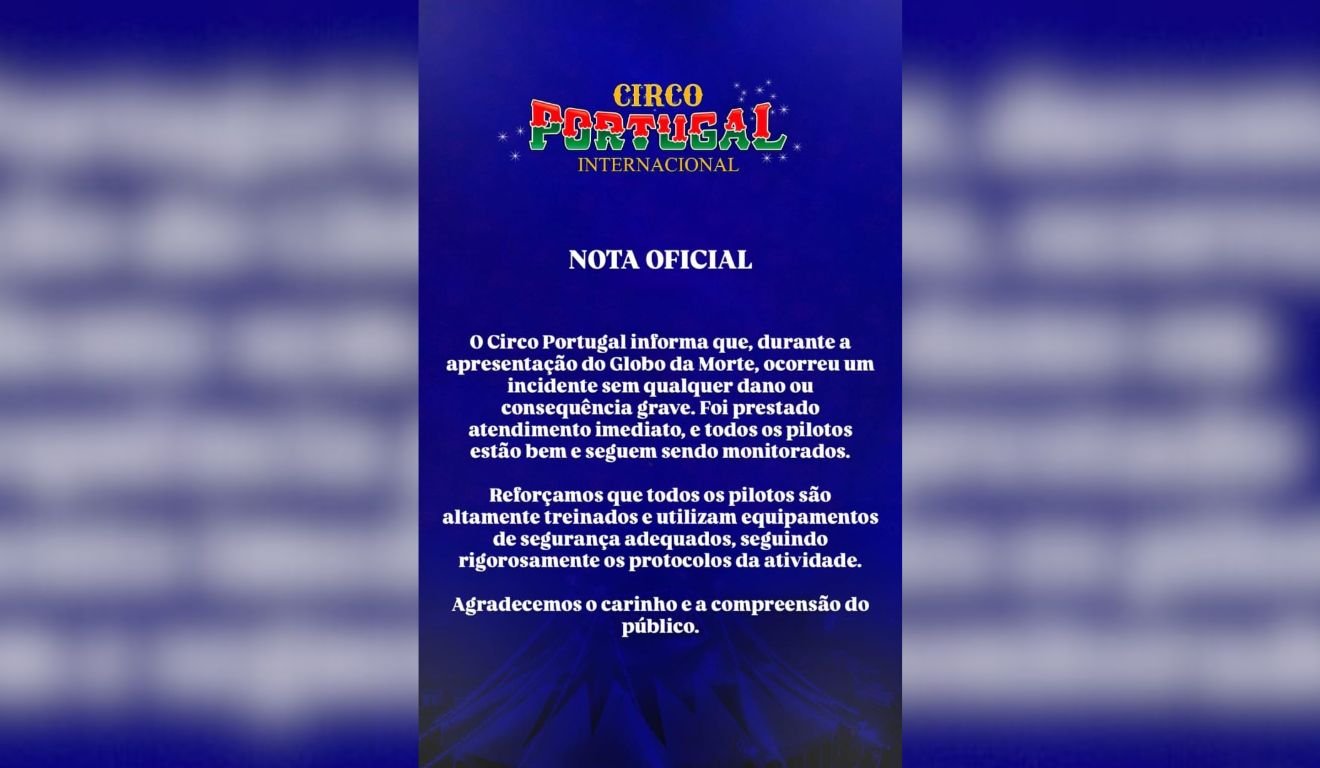 Nota postada pelo Circo Portugal (Foto/reprodução: Instagram)