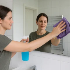Como limpar espelho do banheiro com 1 borrifador e 2 ingredientes