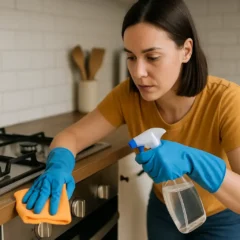 Como tirar crosta de gordura do fogão com vinagre e sal quente