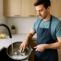 Como tirar gordura de forma antiaderente com água quente e gelo
