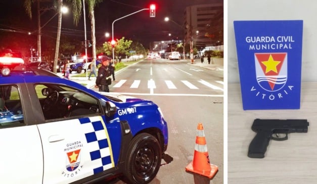 Guarda Municipal de Vitória e pistola falsa apreendida com suspeito de assalto