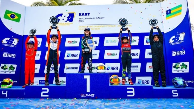 Joaquim Medeiros no pódio da Copa Brasil de Kart