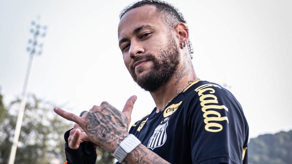 Neymar no treino do Santos