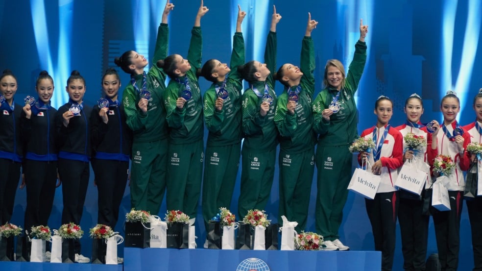 Seleção Brasileira de Ginástica Rítmica Medalha de ouro no Conjunto Geral Crédito: André Menezes/CBG