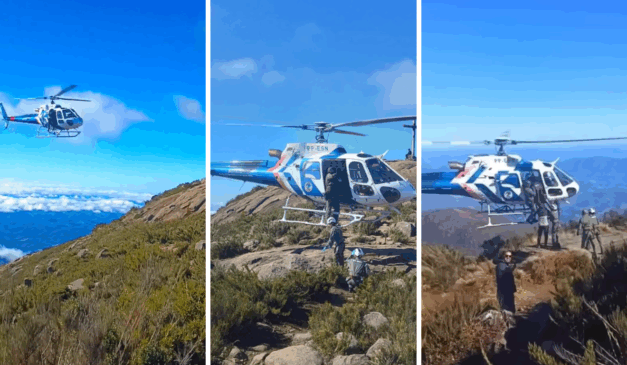 Turista é resgatado de helicóptero no topo do Pico da Bandeira no ES