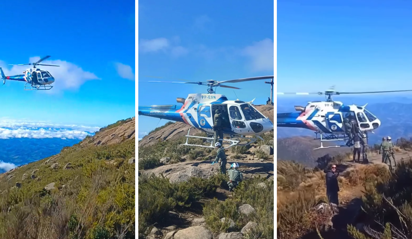 Turista é resgatado de helicóptero no topo do Pico da Bandeira no ES