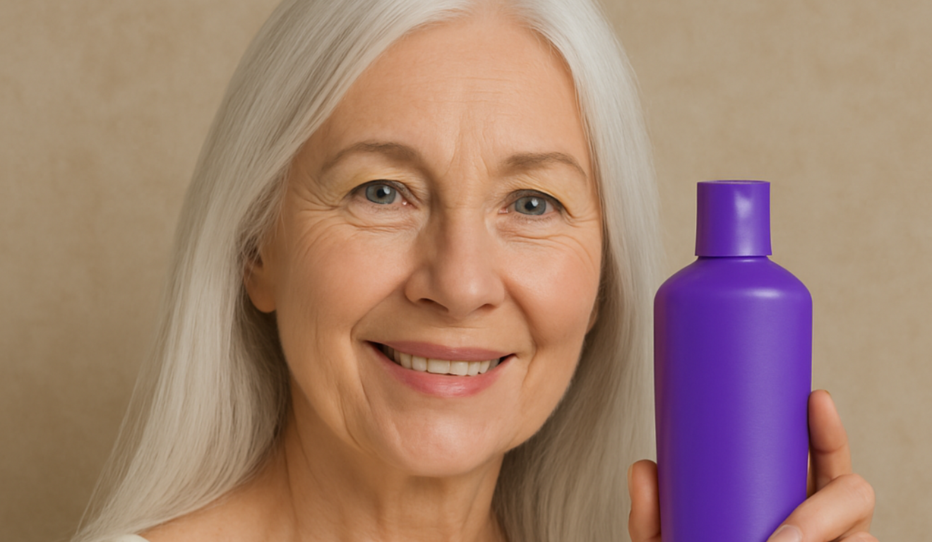 Resultado do shampoo matizador é deixar os fios mais brancos e menos amarelos/Foto: ChatGPT