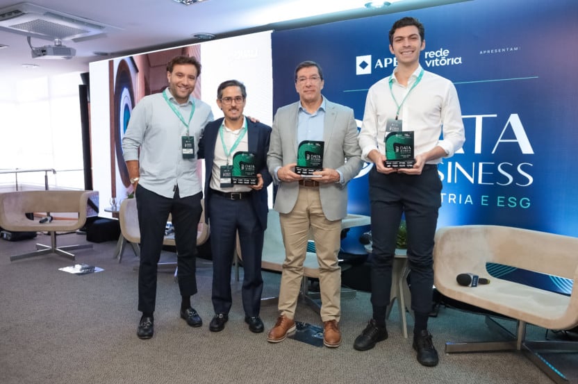 Ricardo Frizera (Sócio-Diretor da Apex Partners), Fernando Cinelli (Fundador e Presidente Apex), Paulo Baranona (Presidente da Findes) e Americo Buaiz Neto