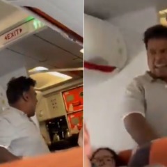 Homem foi imobilizado por outros passageiros durante o voo (Foto: Reprodução/X)