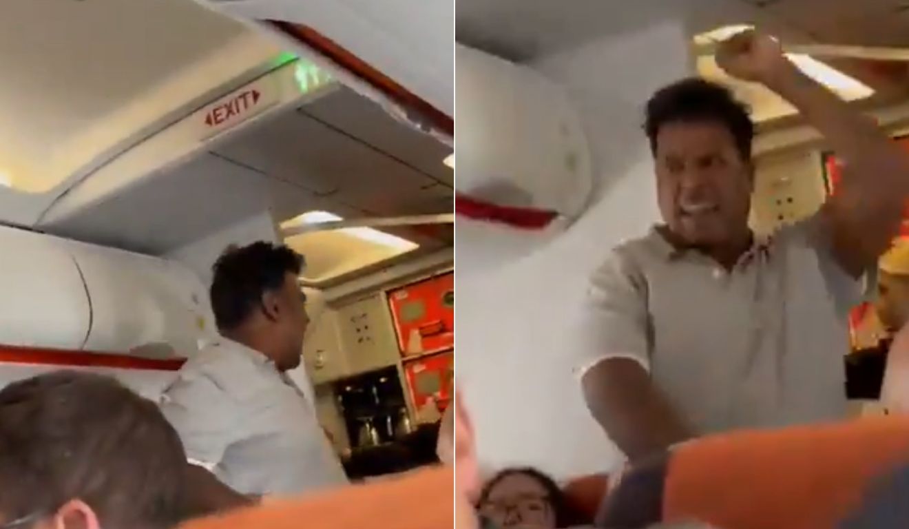 Homem foi imobilizado por outros passageiros durante o voo (Foto: Reprodução/X)