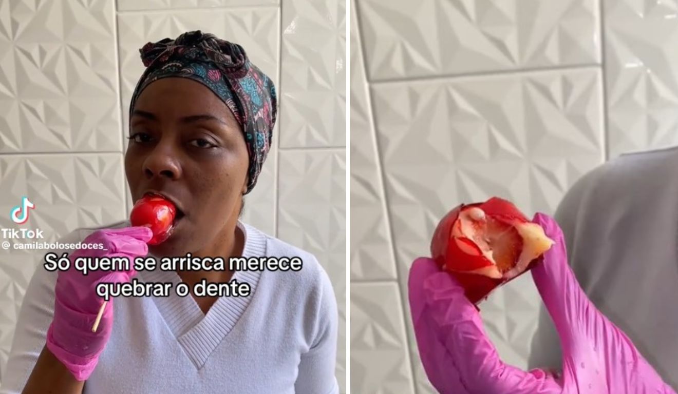 confeiteira quebrou dente com morango do amor