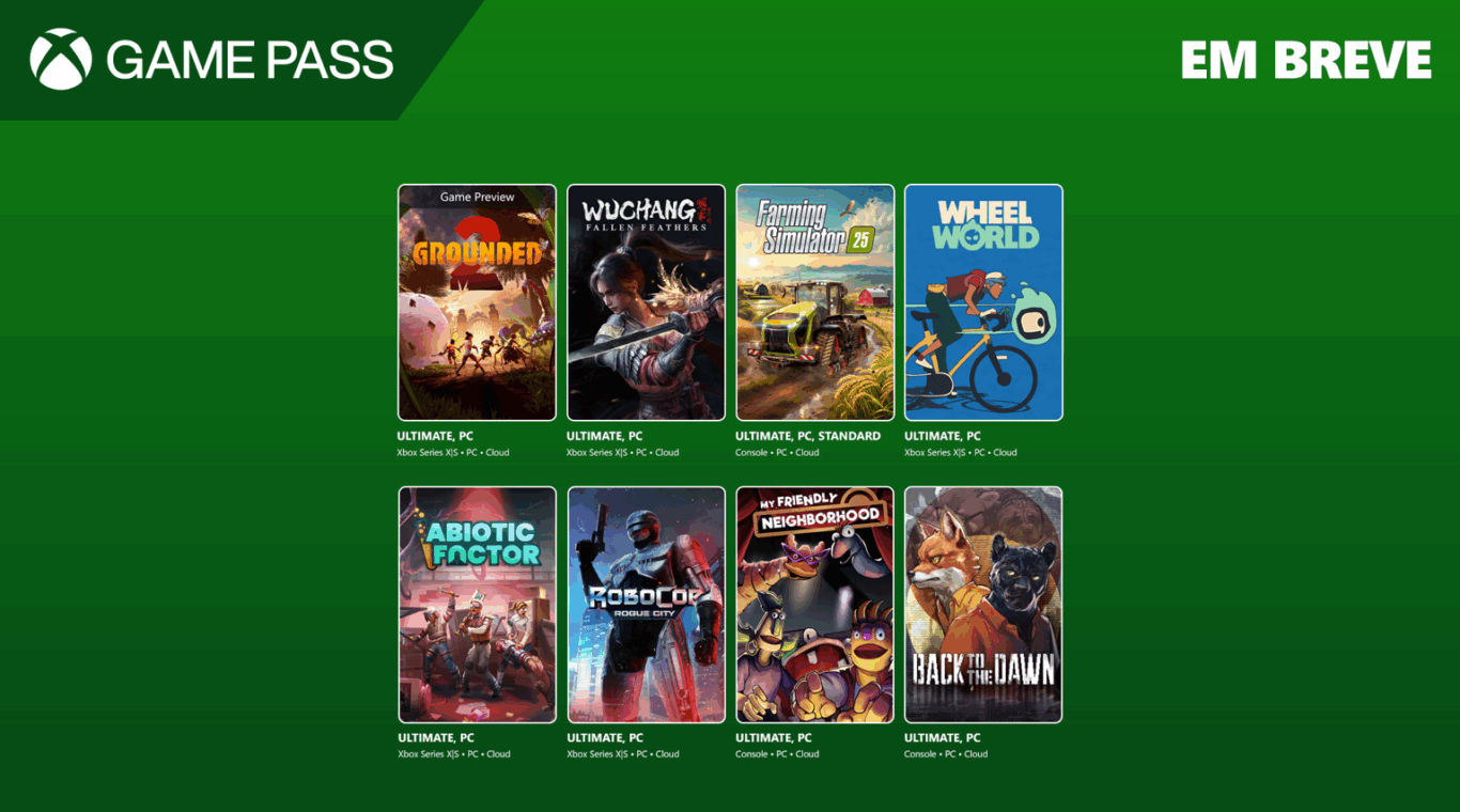 Xbox Game Pass: Grounded 2, Wuchang e Robocop estão chegando