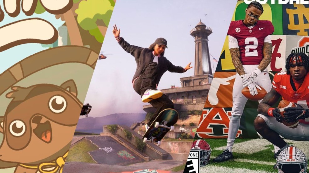 Montagem com as capas dos principais jogos de lançamento do Xbox na próxima semana, como Tony Hawk's Pro Skater 3+4 e EA Sports College Football 26.