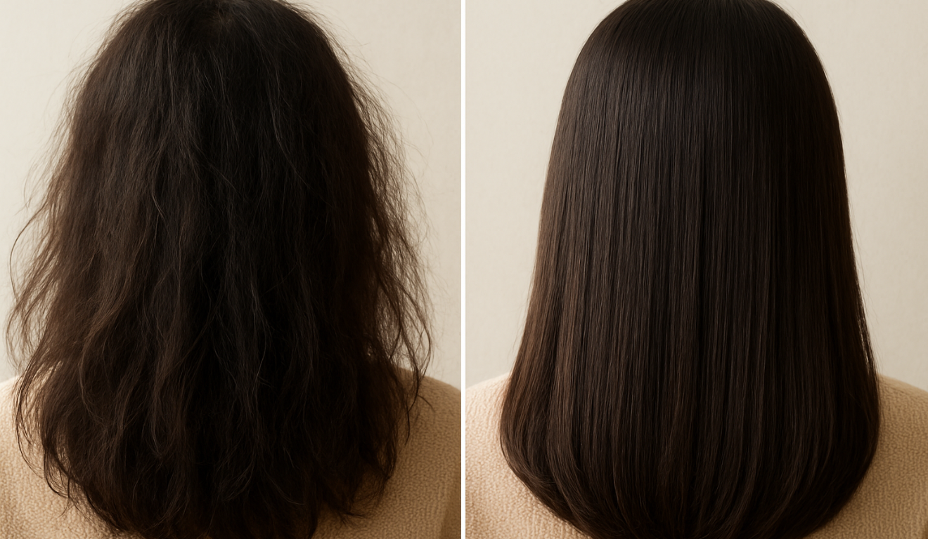 Simples, prática e econômica, a misturinha caseira promete dar aos fios lisos, sem frizz e com brilho saudável em poucos minutos/Foto: ChatGPT