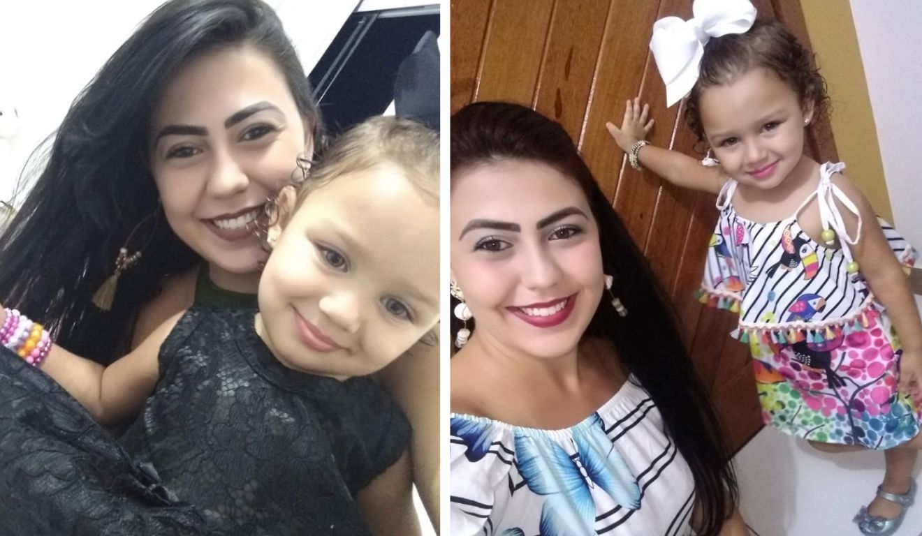 Amanda Guedes e a filha Alice Rodrigues, morta em Vila Velha