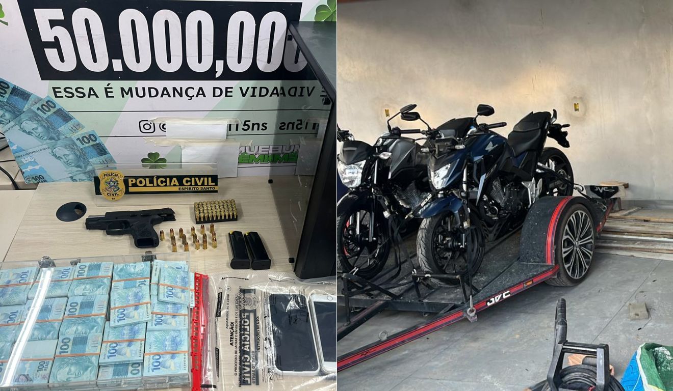 Carros de luxo, celulares e motos são aprendidos em operação contra lavagem de dinheiro e rifas ilegais no Sul do ES (Foto: Divulgação/ Polícia Civil)