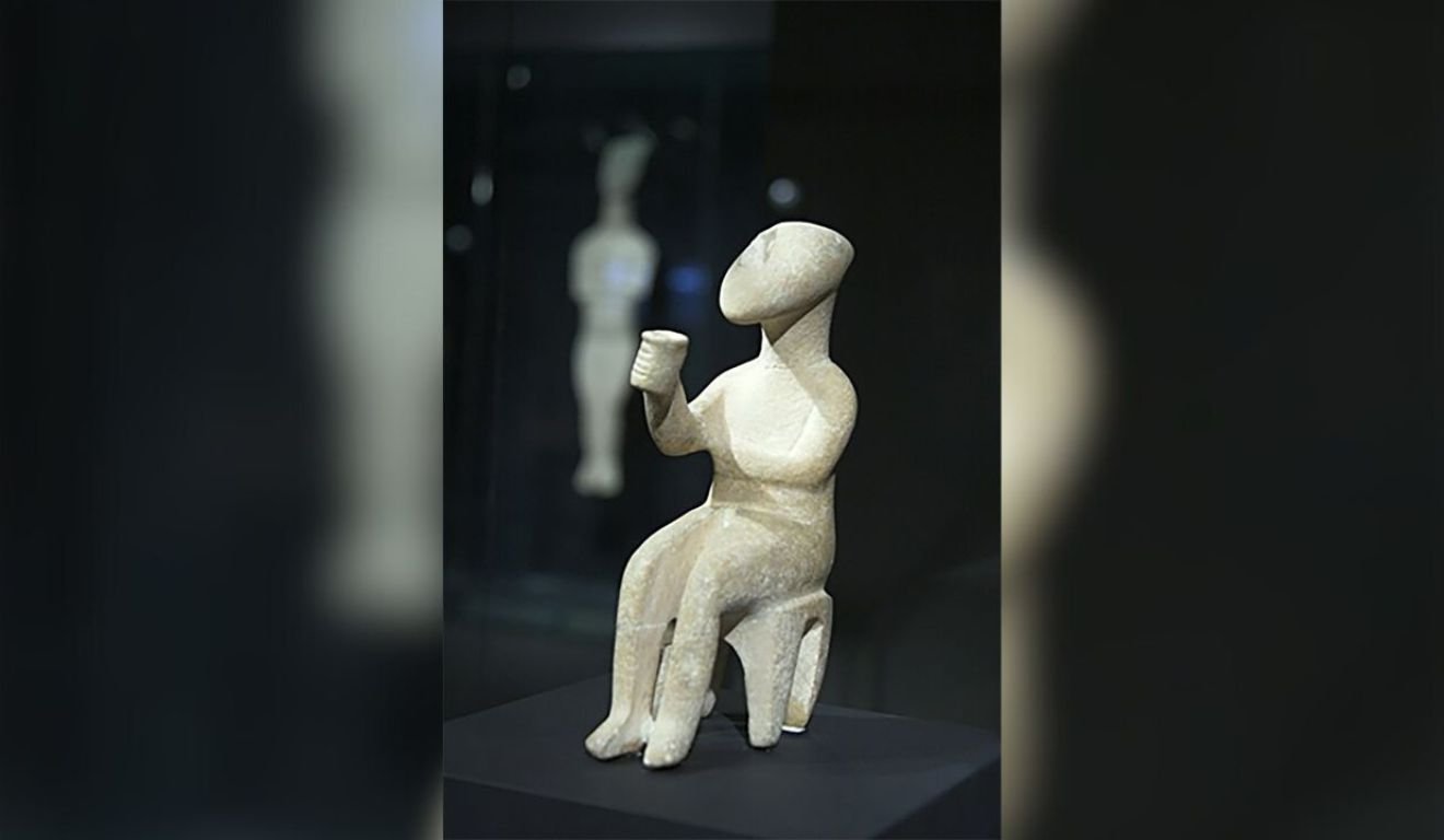 Arte Mais Estatueta de mármore originária das ilhas Cíclades
