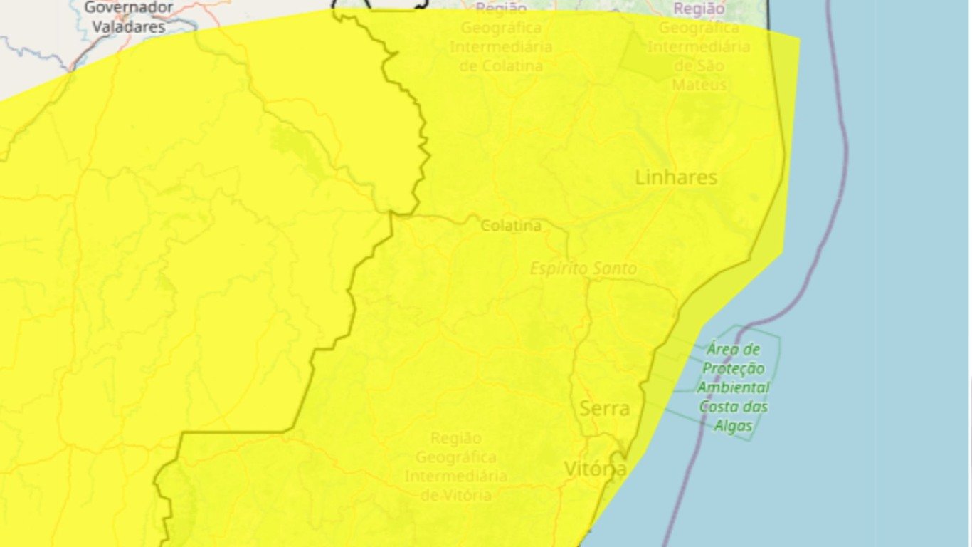 Mapa do Inmet (Foto/reprodução: Inmet)