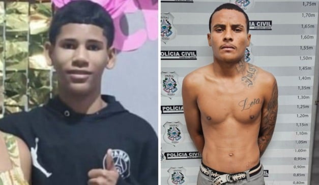 Caio Tieres Braz, de 15 anos, foi assassinado. Marcelo Henrique dos Santos Farias, vulgo “Balic”, foi preso; Fotos: Sesp/Divulgação