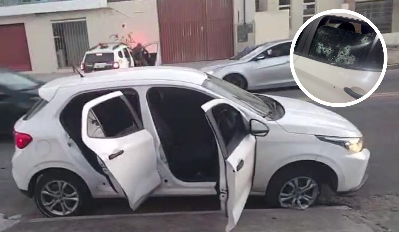 Carro atingido em ataque a tiros em Praia de Carapebus na Serra