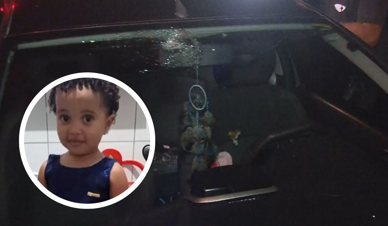 Carro onde estava a menina Alice Rodrigues, 6 anos, morta a tiro em Balneário Carapebus
