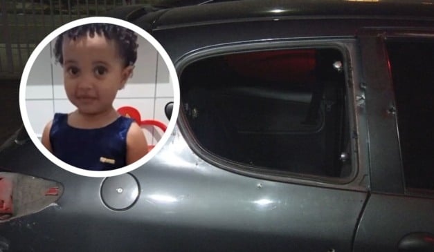 Carro onde estava a menina Alice Rodrigues, 6 anos, morta a tiro em Balneário Carapebus