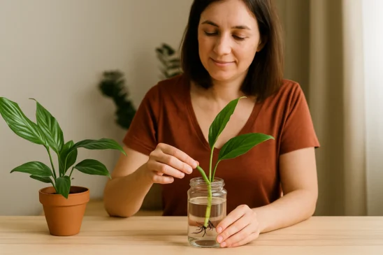 Como fazer muda de lírio-da-paz em pote transparente