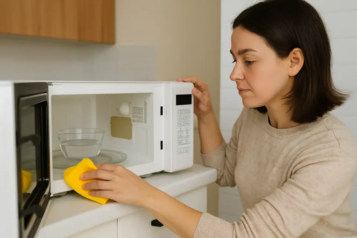 Como limpar micro-ondas com limão e vinagre usando vapor
