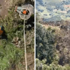 Brigadistas desembarcam em área isolada de Muqui para conter incêndio/Foto: Reprodução Notaer