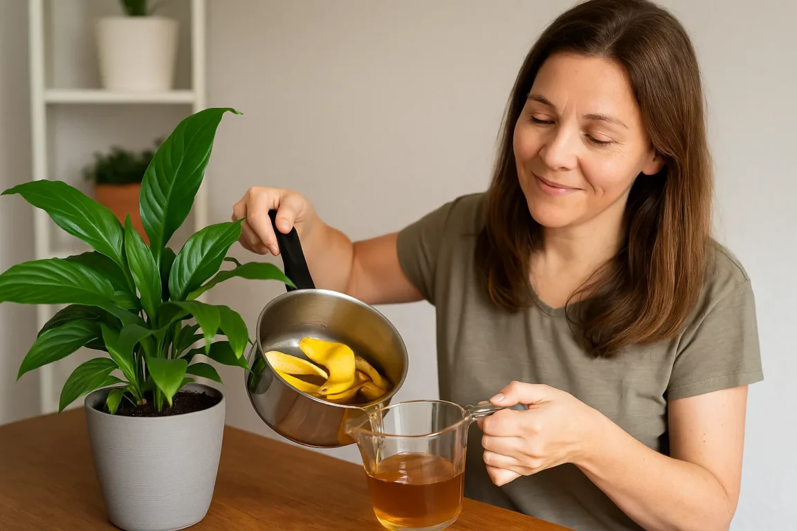 Fiz esse chá com casca de banana e minhas plantas nunca mais ficaram tristes