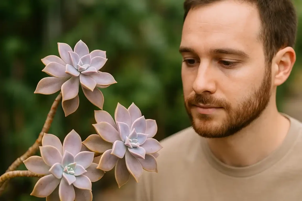 Graptopetalum paraguayense muda de cor no clima