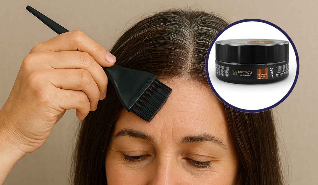 Máscara Colorante Bio Extratus Cobre: uma maneira prática e saudável de cobrir os fios brancos, mantendo o cabelo hidratado e com um brilho intenso/Foto: ChatGPT