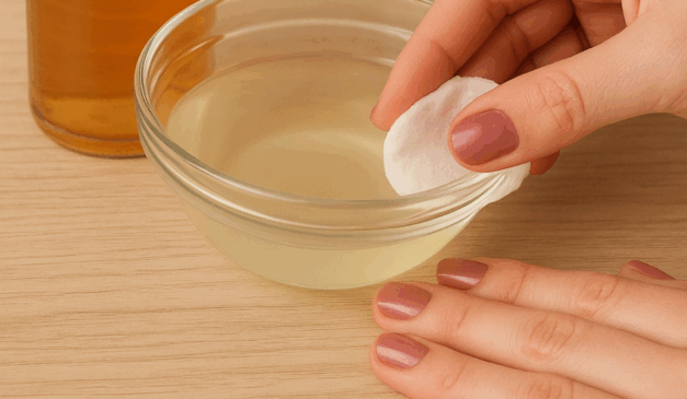 Misturinha caseira com vinagre de maçã e óleo de coco promete aumentar a durabilidade do esmalte, deixando as unhas impecáveis por até 15 dias/Foto: ChatGPT