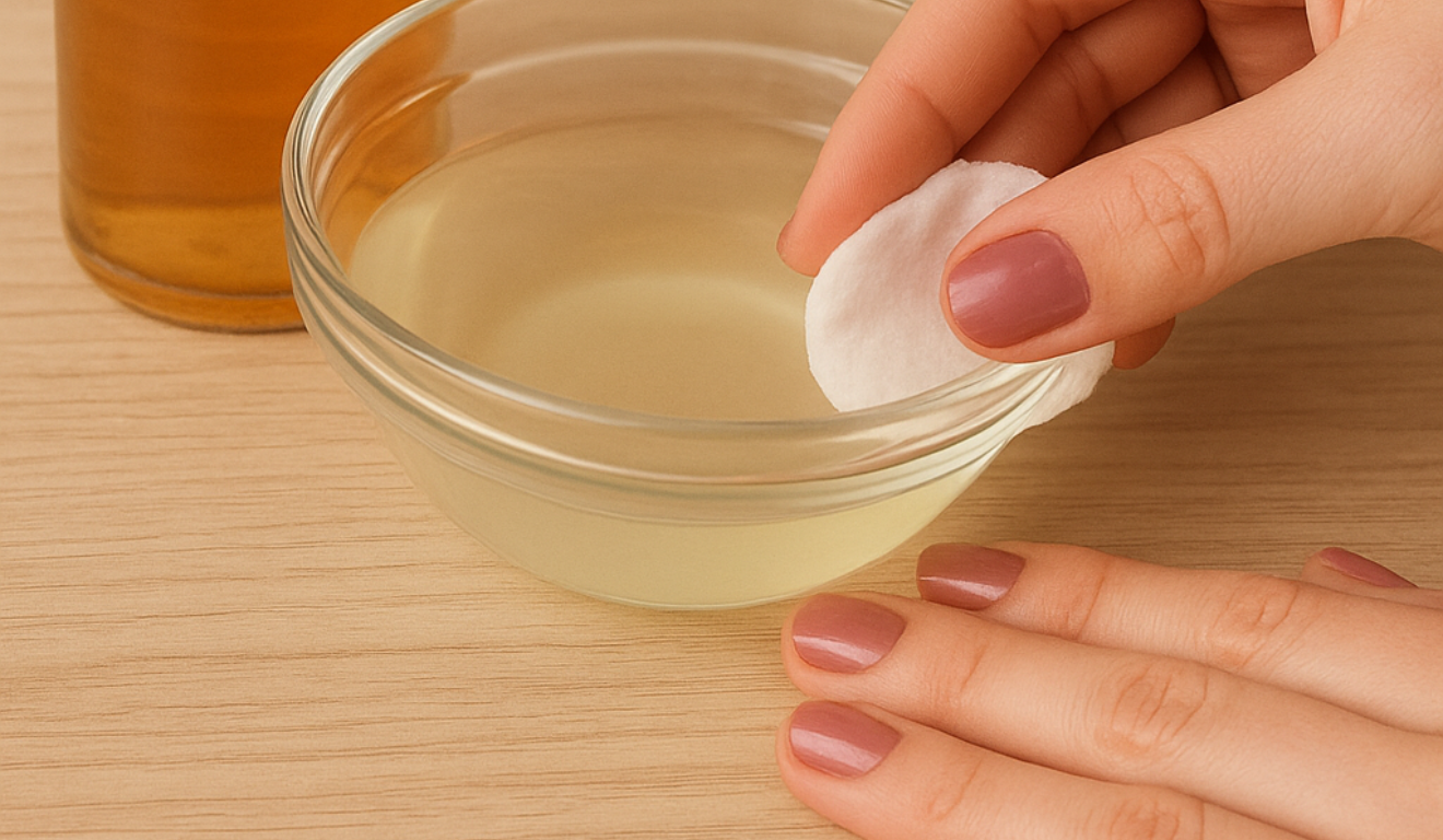 Misturinha caseira com vinagre de maçã e óleo de coco promete aumentar a durabilidade do esmalte, deixando as unhas impecáveis por até 15 dias/Foto: ChatGPT