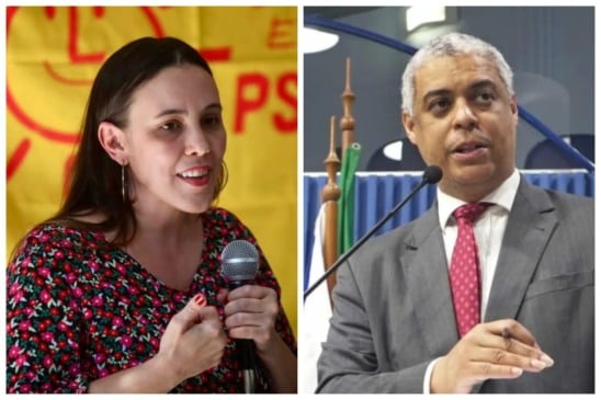 Paula Coradi, presidente nacional do Psol, e o ex-vereador André Moreira