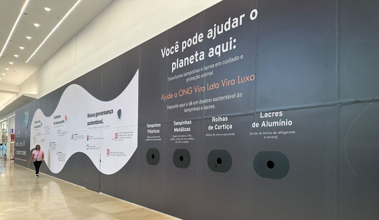Ponto de coleta de resíduos no Shopping Vitória ajuda ONG Vira Lata Vira Luxo