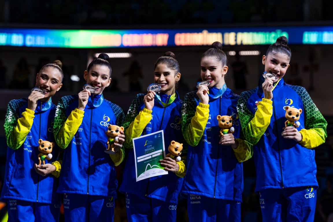 Premiação Conjunto Misto. Mundial de Ginástica Rítmica. RIo de Janeiro. 24/08/2024