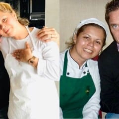 A chef capixaba Roseli Schwartz com os jogadores Alisson Becker e Francesco Totti (Foto: Divulgação)