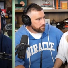 Taylor Swift foi entrevistada por Travis e Jason Kelce (Foto: Reprodução/Youtube)