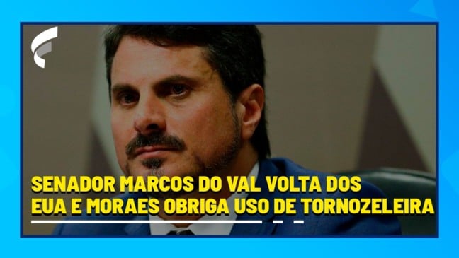 Senador Marcos Do Val volta dos EUA e Moraes obriga uso de tornozeleira