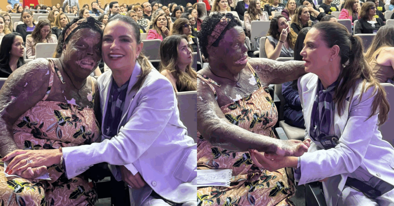 Luiza Brunet e Marciane Pereira durante evento da Jornada Maria da Penha, em Pernambuco (Foto: Reprodução/Instagram @luizabrunetoficial)